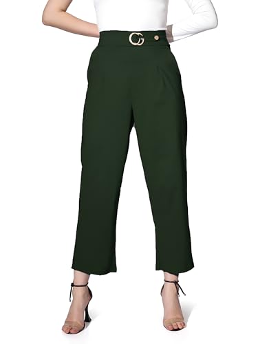 Image of Leriya Fashion Women's Ankle Fit High Rise Trousers High-Waisted Pant| Korean Trousers