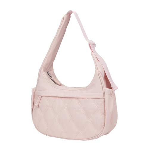 Image of JANKS Small Puffer Crescent Shoulder Bag for Women, Nylon Quilted Puffy Crossbody Purse, Cute Hobo Shoulder Handbags