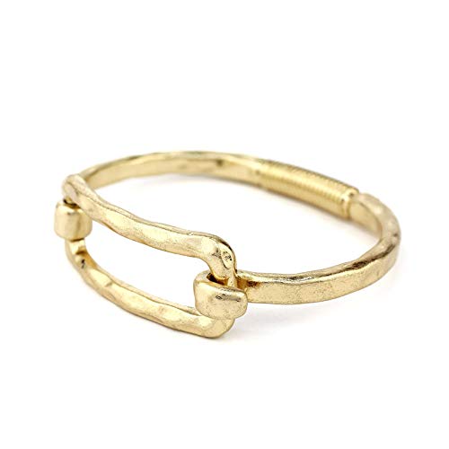 Pomina Boho Fashion Bangle Gold Cuff Bracelet Geometric Shape Tension Bangle Hammered Metal Bracelet For Women Teen (Square Gold) #TOP2