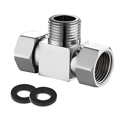 Water Diverter Fitting Adapter, Add-A-Tee G1/2" Hose Connector Adapter for Angle Valve adapter, Shower arms, Toliet Bidet Sprayer, Hose Pipe Fittings (3 Way T4)