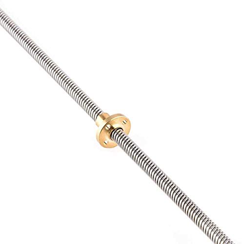 Lysee 3D Printer Parts & Accessories - T8 8mm Trapezoidal Stainless Steel Threaded Rod Lead Screw & Brass Nut for 3D Printer Fine producing and Practical - (Size: 500mm)