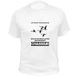 migration oies rieuses vetement de chasse Tee Shirt Chasse on Nait Tous Egaux Vol Oie Rieuse Migrateur (XXL,509, Blanc)