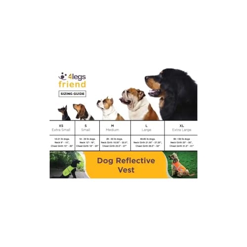 4LegsFriend Hunde Sicherheitsweste mit Leinenbefestigungsring 5 Größen - Hohe Sichtbarkeit für Outdoor Aktivitäten Tag und Nacht, Hält den Hund Sichtbar, Sicher vor Autos und Jagtunfällen (XL)