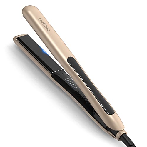 Image of Professional Hair Straightener Ceramic Tourmaline Flat Iron Straightens and Curls 2 in 1 Adjustable Temp up to 450℉ Avoid Snagging