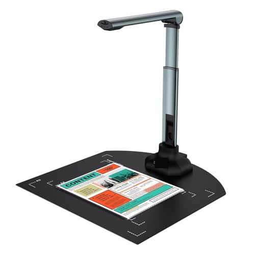 ZKLGS Escáner de Documentos, Cámara de Documentos USB de 12MP for Profesores, portátil, tamaño A3/A4, escáner de Documentos y Libros con Soporte de extensión, Herramienta de Pintura con Zoom OCR