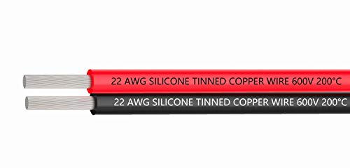 TUOFENG 22 AWG Silicone Electrical Wire 30 Feet [15 ft Black and 15 ft Red] 2 Conductor Parallel Wire Soft and Flexible Tinned Copper Wire - Insulated Stranded Wire - Thumbnail 2