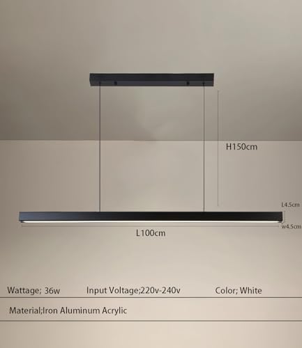 Lámpara lineal para restaurante y comedor moderno con luz LED regulable de diseño negro 5