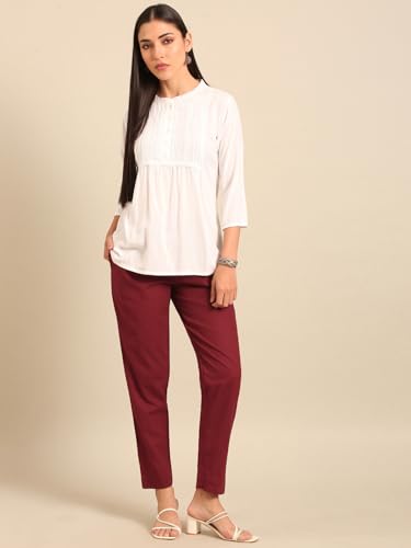 Image of TWIN BIRDS Women Cotton Straight Fit Pants | Ethnic Casual Daily Trousers