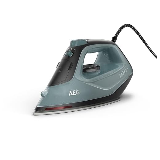 AEG Dampfbügeleisen, 2400 W, Variabler Vertikaldampfstoß, Feinspray, 24% Recyclingkunststoff, Restwärmeanzeige, 2 m Kabel, 180° Drehbar, Anti-Kalksystem, Keramikbügelsohle, Grüngrau, SI5-2-6OG
