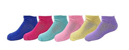 Champion Youth Girls 6pk. Colorful No Show Socks (Multi-Colored, US SHOE SIZE: 5Y-7Y/ SOCK SIZE: 9-11)