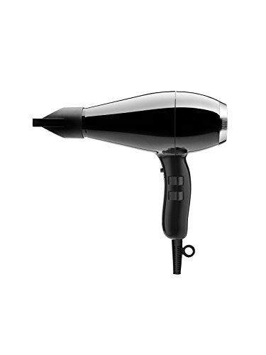 Elchim Milano Ceramic Hair Dryer Ultra Slim & Lightweight Salon Professional Blow Dryer and Ergonomic Design, Concentrator Included, Fast Drying, Quiet, Black/Silver, 2000 Watt