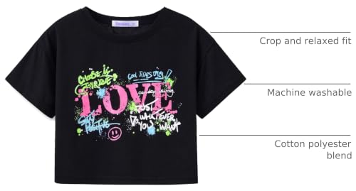 Image of Stylish Graffiti /Butterfly /Tropical Crop Top for Little & Big Girls - Cool Summer T-Shirt Clothes Size 6-18