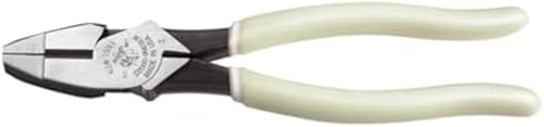 Klein Tools D20009NEGLW Cortador lateral Linemans Alicates Cortar ACSR, tornillos, clavos, alambre duro, 9 pulgadas alicates de alta visibilidad