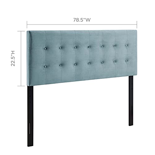 Image of Modway Emily King Biscuit Tufted Performance Velvet Headboard, Light Blue