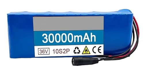 E-Bike Akku 36V 30Ah Ebike Battery Pack 10S2P Elektrofahrrad Batterie Rechargeable Battery Eingebauter BMS PVC-Akku Mit Ladegerät Für 200W-800W Motor 36V 30Ah,XT60+DC