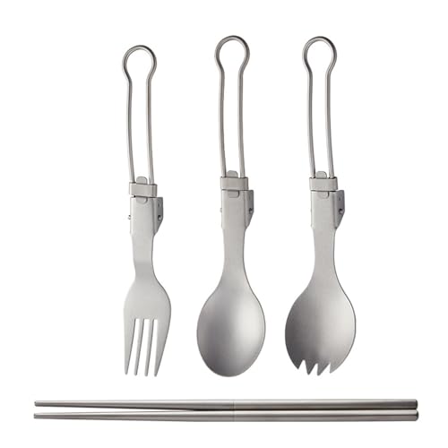ZHENZQ Folding Metal Camping Cutlery Set Portable Outdoor Picnics Cutlery Tableware Travel Utensils Fork Spoon Chopsticks