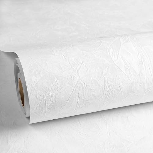 ReWallpaper Papel Pintado Blanco Terciopelo Moderno Papeles Pintados Terciopelo Pared Dormitorio Pasillos 44.5CMx2M Blanco Papel Forro Adhesivo Tela Flocado para Cajones Puerta Armarios