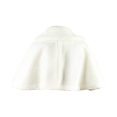 Flower Girl Cozy Faux Fur Bolero Shrug Shawl Wraps Princess Cape (L(8-12Years), Ivory)2
