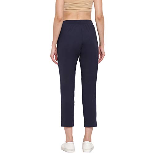 Image of Enamor Mid Rise 7 /8th Length Drawstring Closure Travel Pants for Women - Relaxed Fit, Quick Dry, Antimicrobial - E068