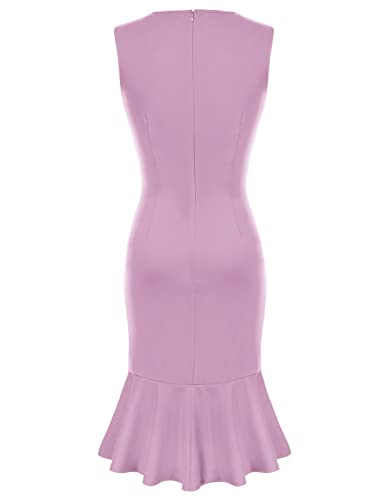 Grace Karin Womens Layered Ruffle Wiggle Dress Sleeveless Midi Pencil Dress Pink Purple #TOP1