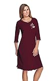e.Femme® Damen Nachthemd 275, mit 3/4 Ärmeln, aus 50% Baumwolle und 50% Modal (Bordeaux, 38)