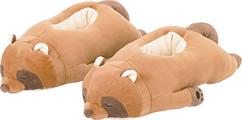[りぶはあと] ぬいぐるみルームシューズ プレミアムねむねむアニマルズ タヌキのぽんきち (23-24.5cm) かわいい 暖かい 78107-31