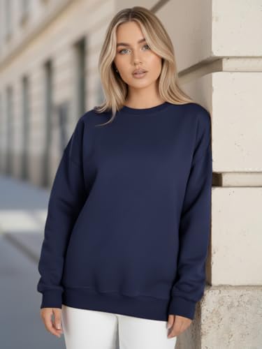 Image of LEOTUDE Women's Boyfriend Fit Loopknit Sweatshirt | Full Sleeve Drop Shoulder | Sweatshirt for Women
