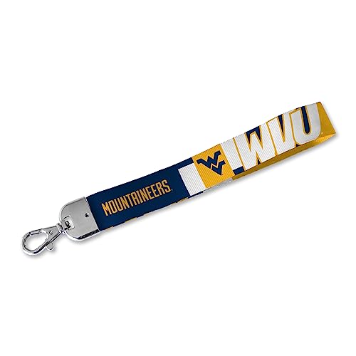 Rico Industries NCAA West Virginia Mountaineers Wrist Lanyard Key Chain, Cute Wristlet Strap Keychain Holder for Women Men Car Keys ID Badges Card Wallet Phone Camera
