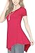 MBJ WT638 Short Sleeve Shirts for Womens Tops Casual V-Neck Summer Clothes Asymmetrical Tunic Blouses XXL Coral