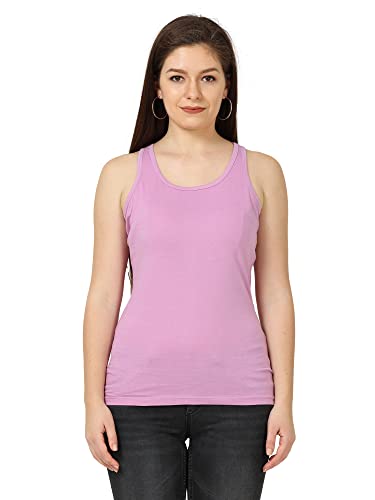 Image of FLEXIMAA Women's Cotton Plain Round Neck Sleeveless T-Shirt