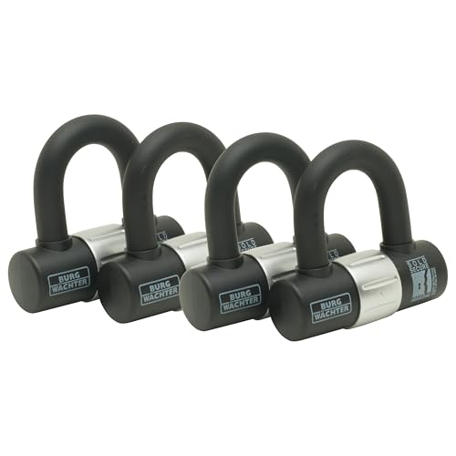 Burg Wächter 100D Quadra Sold Secure Gold Keyed Alike U Lock Quad Pack, Black