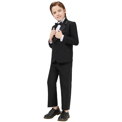 Luca Gabriel Toddler Boys 5 Piece Classic Fit Formal Suit Bowtie Set,Black,14 by Luca Gabriel - Used condition - US$36.17