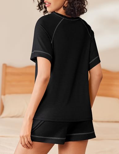Ekouaer Womens Pajama Sets Short Sleeve Tops and Shorts Lounge Set 2 Piece Soft Pjs Sleepwear2