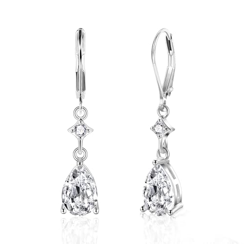 ALEXCRAFT Drop Earrings For Women Dangly Leverback Earrings For Women Silver Womens Earring Silver 925 Zircon Stones Zircon Stones