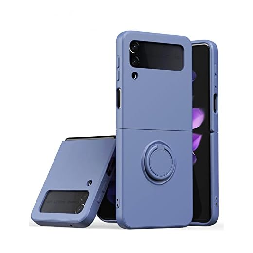 Capa Silicone Premium para Samsung Galaxy Z Flip 3 5G, Capa Capinha com Anel Cover Ring Capa Protetora Galaxy Z Flip3 - azul celeste