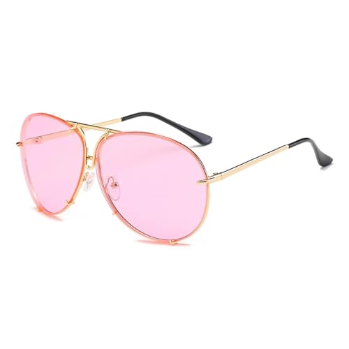Lunettes de soleil de luxe en métal doré rose grand format pour femme