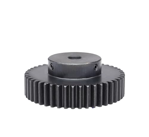 Bevel Gear Pinion Hardware Mechanical Motor Gear 2M-45T/46T Bore Size 12mm Gear Wheel Blackening Carbon Steel Teeth Height 20mm Total Height 35mm(2M-46T)