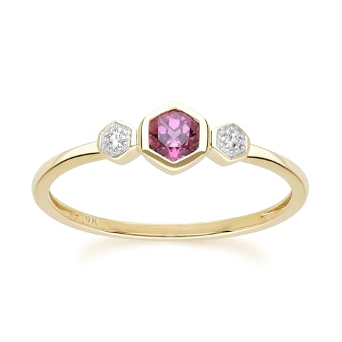 Bague géométrique or jaune Gemondo : le cadeau idéal avec rhodolite rare