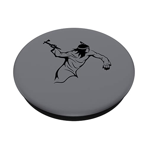 Native American Indian Warrior Tomahawk Southwest PopSockets Swappable PopGrip, Black - Image 2