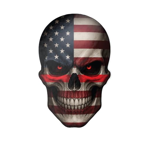 Image of Weatherproof Car Decal Sticker of American Flag Skull Patriotic Graphic Design Tee for Car, Truck, Window, Laptop (White Background 0.8'' x 1.2'') |VER300n50bBL
