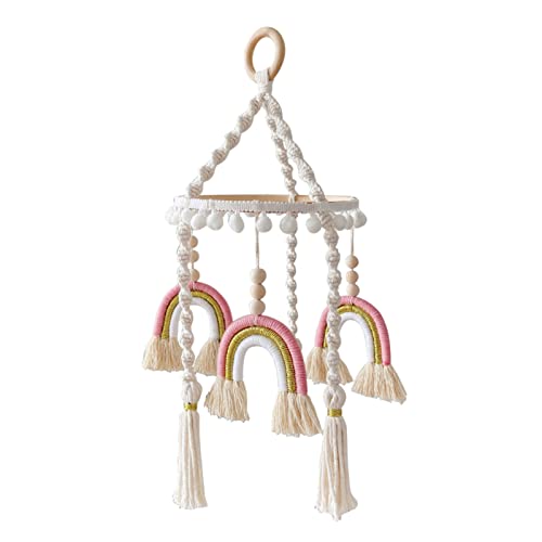 Shimmerz Baby Mobile Regenbogen Sterne - Holz Windspiel Für Babybett In Natürlichen Farben