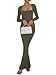 REORIA Womens Fashion Winter Dresses with Sleeves Fall Sexy Party Square Neck Ribbed Bodycon Lounge Long Maxi Dress Olive Green X-Small