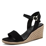 Tamaris Sandales compensées pour femme 1-28300-42, Noir, 38 EU