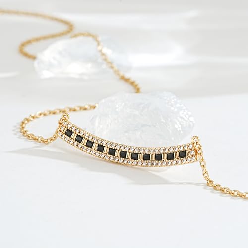 Fettero Dainty Gold Necklace for Women, 14K Gold Plated Cute Bar Pendant Choker Necklaces Simple Trendy Bar Necklaces Jewelry