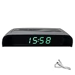 Green Solar LCD Car Clock - 12/24 Hour Time, Date, Week, Temperature