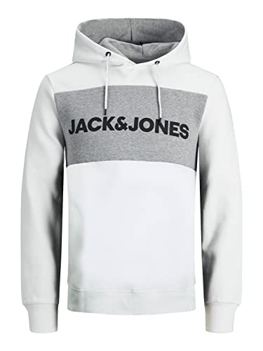 JACK & JONES Herren JJELOGO Blocking Sweat Hood, Weiß (White/Reg) , XL – Ansicht 1