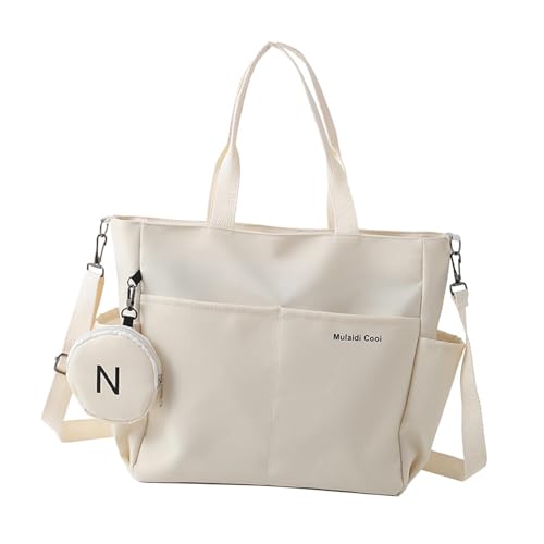 UxicRuya Bolso Tote para Mujer, Bolso para Portátil, Bolso de Axila con Cremallera, Bolso de Hombro Grande, Bolso Cruzado para Negocios, Vacaciones, Viajes Y C, Beige, unico