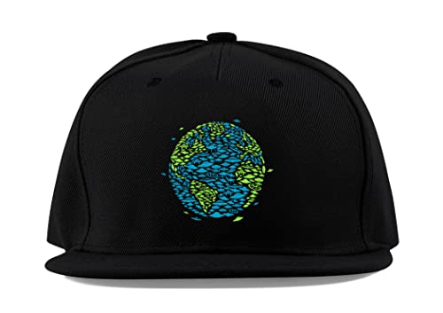 Casquette de baseball unisexe coton visière plate noir motif terre et vaisseaux spatiaux taille unique