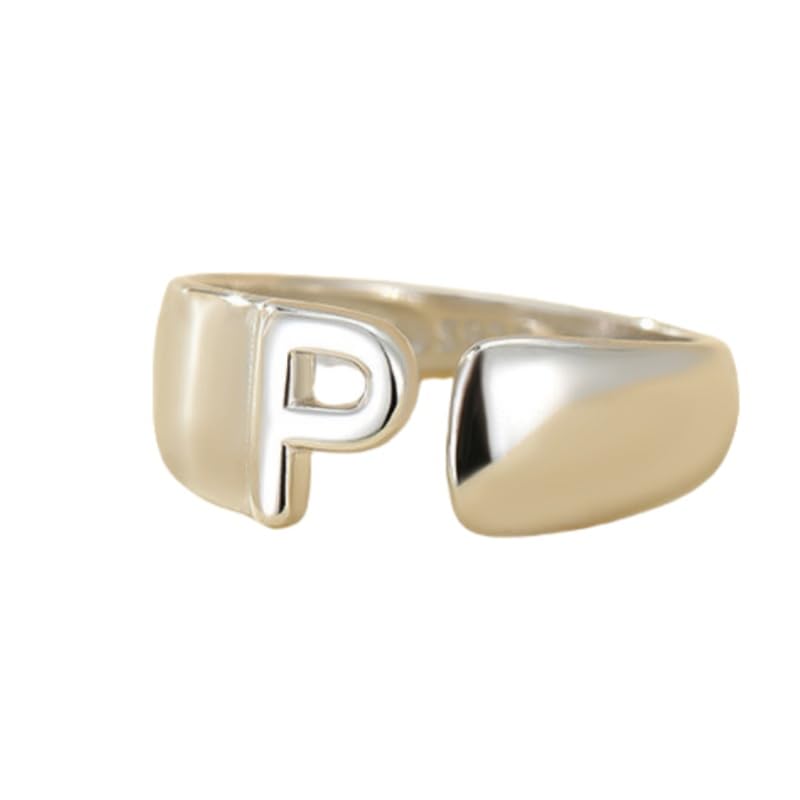 Bague initiale en argent 925, anneau de chevalière haut de gamme ajustable