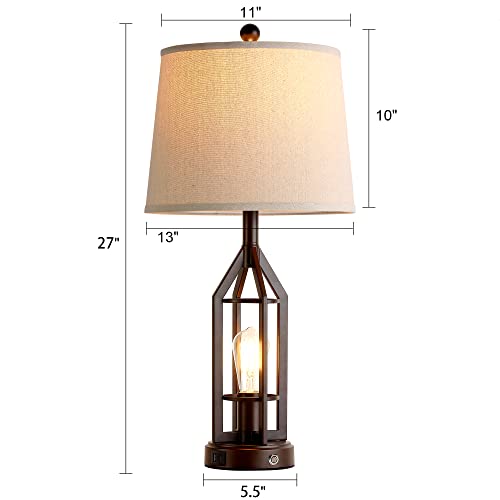 Ireliare Farmhouse Table Lamps For Living Room Set Of 2, Standing Lamp For Bedroom With Oil Rubbed Bronze Finish, Touch Lamps For Nightstand #TOP6